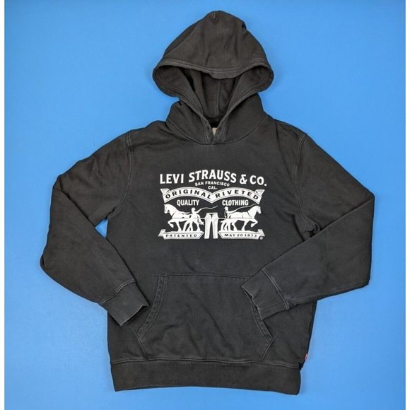 Levi's Classic Logo Hoodie Sweatshirt Black Red Tab Hooded Men’s Size Small - Picture 1 of 5